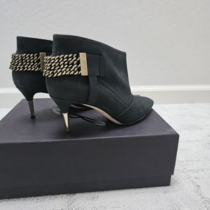 Brian Atwood Marceline Bootie with chaines Black Leather 6.5